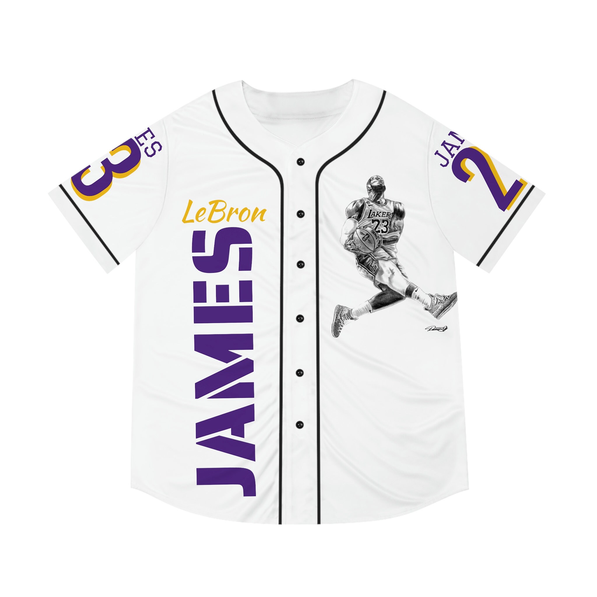 Men s Baseball Jersey Lebron James Los Angeles La Lakers Original Sports Basketball Artwork from Dantel Art LLC