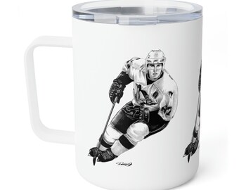 Insulated Coffee Mug, 10oz - Sidney Crosby Pittsburg Penguins Original Artwork from Dantel Art LLC