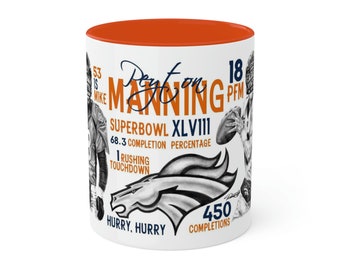 Colorful Mugs, 11oz -  Peyton Manning 2013, Denver Broncos, from Dantel Art, LLC.