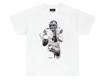 Unisex Heavy Cotton Tee Dak Prescott Dallas Cowboys Quarterback Original Football Sports Artwork from Dantel Art LLC