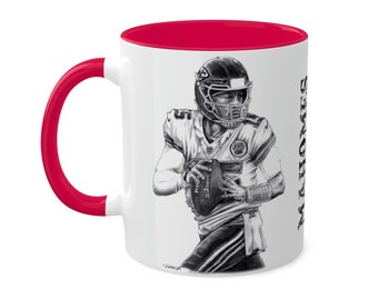 Colorful Mugs, 11oz - Patrick Mahomes Kansas City Chiefs Original Artwork from Dantel Art LLC