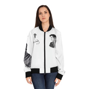 Women's Bomber Jacket AOP Elvis Presley King of Rock and Roll Original Music Celebrity Artwork from Dantel Art LLC image 4