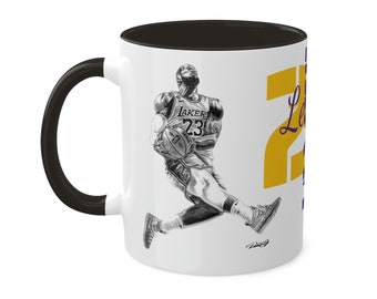 Colorful Mugs, 11oz - Lebron James Los Angeles LA Lakers Original Sports Basketball Artwork from Dantel Art LLC