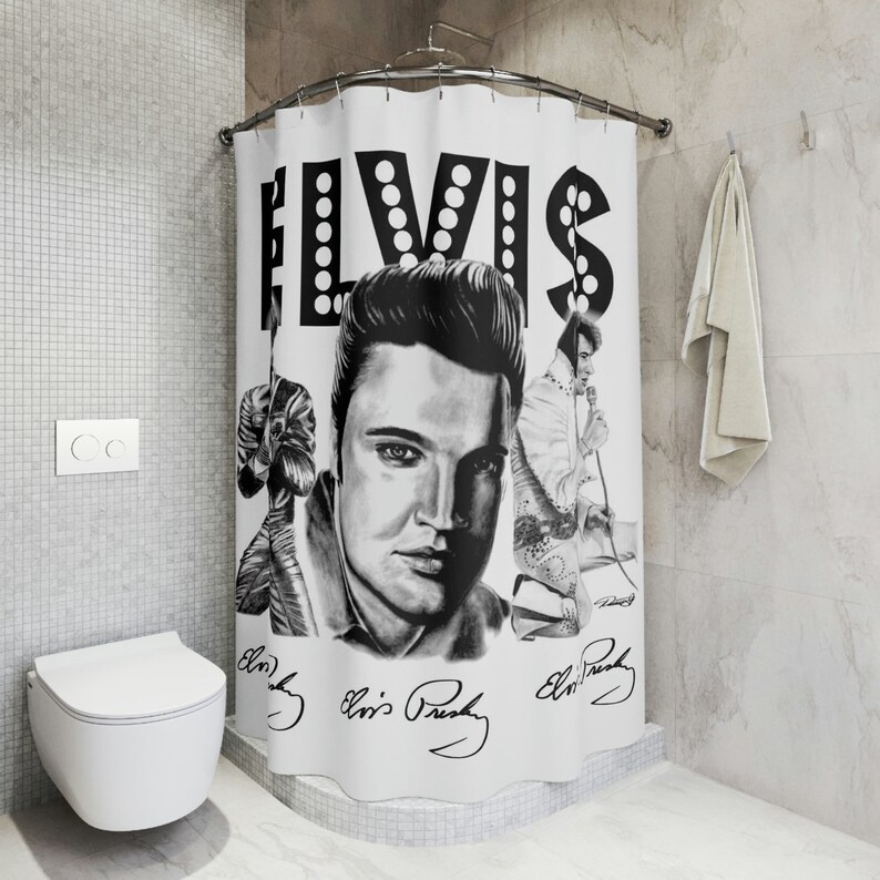 Polyester Shower Curtain Elvis Presley King of Rock and Roll Original