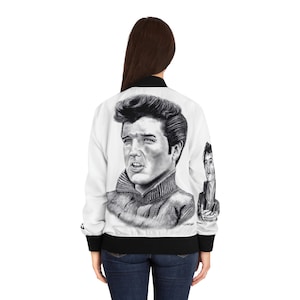 Women's Bomber Jacket AOP Elvis Presley King of Rock and Roll Original Music Celebrity Artwork from Dantel Art LLC image 1