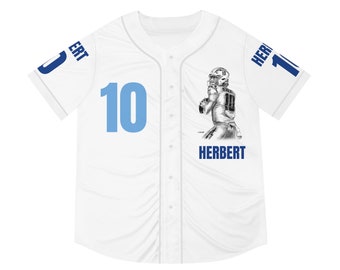 Men's Baseball Jersey (AOP) Justin Herbert Los Angeles Chargers NFL Football Original Sports Athlete Artwork from Dantel Art LLC