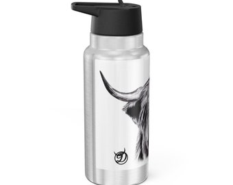 Gator Tumbler, 32oz - Scottish Hairy Highland Cow Steer Country Girl Original Western Rodeo Cowgirl Artwork from Dantel Art LLC