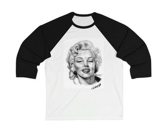 Unisex 34 Sleeve Baseball Tee - Marilyn Monroe Art Original Artwork from Dantel Art, LLC