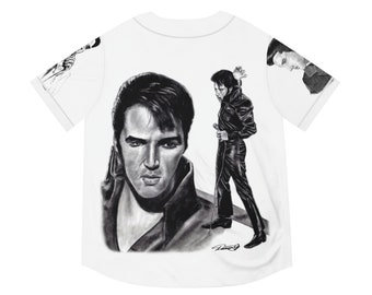 Men's Baseball Jersey - Elvis Presley King of Rock and Roll 68 Comeback original Music Celebrity artwork from Dantel Art