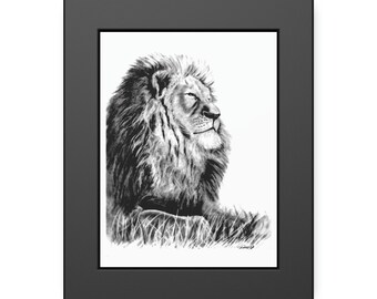 Framed Paper Posters - Majestic Lion Original Animal Wild Kingdom Artwork from Dantel Art LLC