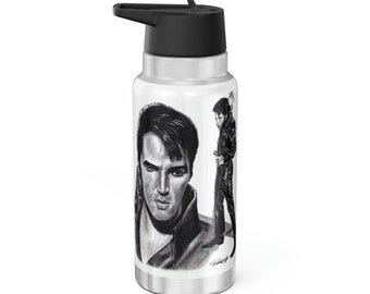 Gator Tumbler, 32oz - Elvis Presley King of Rock and Roll 68 Comeback original Music Celebrity artwork from Dantel Art