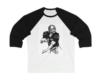 Unisex 34 Sleeve Baseball Tee - Ken Stabler Bo Jackson LA Oakland Raiders Original Artwork from Dantel Art, LLC.