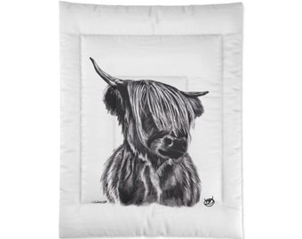 Comforter  - Scottish Hairy Highland Cow Steer Country Girl Original Western Cowgirl Rodeo Artwork from Dantel Art LLC