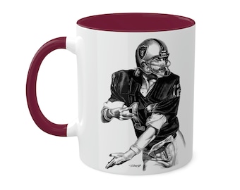 Colorful Mugs, 11oz - Ken Stabler Bo Jackson Oakland LA Raiders Original Artwork from Dantel Art LLC