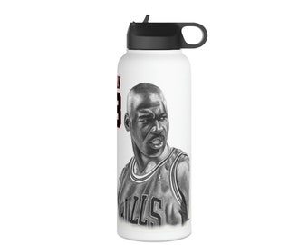 Stainless Steel Water Bottle, Standard Lid -  Michael Jordan, Chicago Bulls Original Artwork from Dantel Art, LLC.