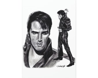 Canvas Stretched, 1.5'' Elvis Presley King of Rock and Roll 68 Comeback original Music Celebrity artwork from Dantel Art
