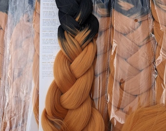 BLACK SUNSET PEACH - two tone ombre jumbo braiding hair