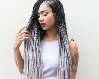CATFACE hair BLACK grey ombre jumbo braiding hair