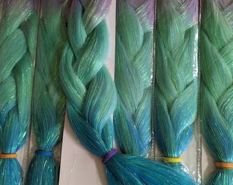 Lemon and Strawberry tinsel ombre ponytail hair extensions