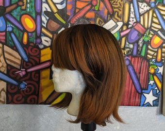 Brown berry ombre straight bob wig catface hair