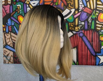 Black Blonde Ombre Straight Bob Synthetic Wig