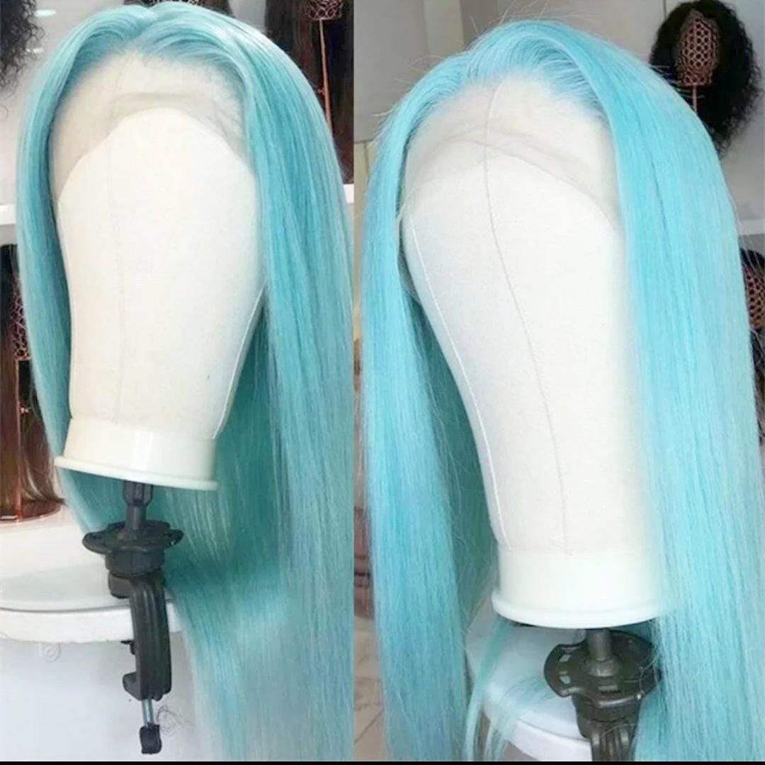 Catface Hair Human Hair Brazillian Lace Front Mint Blue  display picture 2