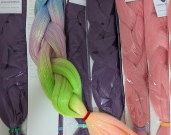 Cloud tropical and tinsel four tone ombre rainbow hair extensions