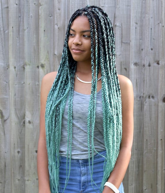 Green box braids  Cool hairstyles, Box braids hairstyles, Ombre box braids