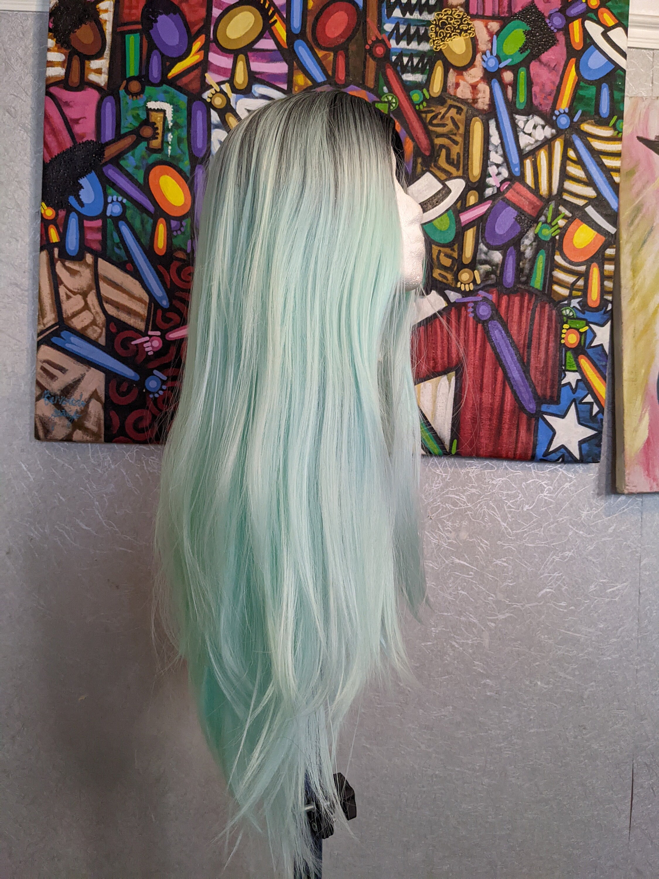 BLACK MINT GREEN Ombre Straight Wig Catface Hair - Etsy