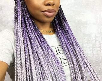 Catface cheveux dégradé gris lilas noir Jumbo Braid cheveux Boxbraids Ropetwists