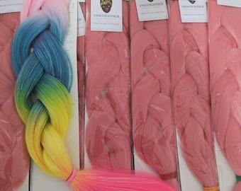 Neon crush and tinsel four tone ombre rainbow hair extensions