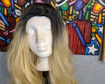 Black blonde ombre soft wave synthetic wig Catface Hair