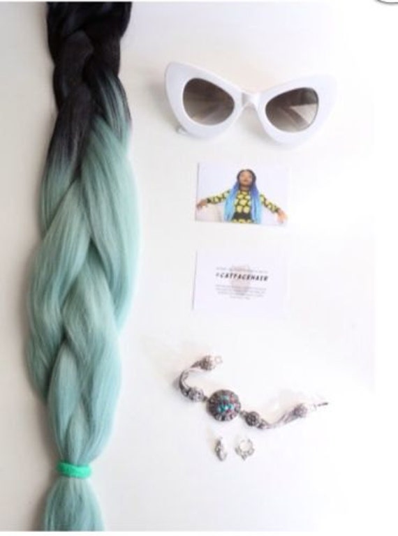 Catface Hair Black Mint Green Ombre Jumbo Braiding Hair Etsy