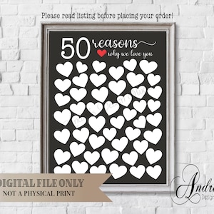 50 Reasons Why We Love You, Signature Board, Message Board, Retirement Gift, Graduation Gift, Gifts For Her, Gifts For Him, Digital Download