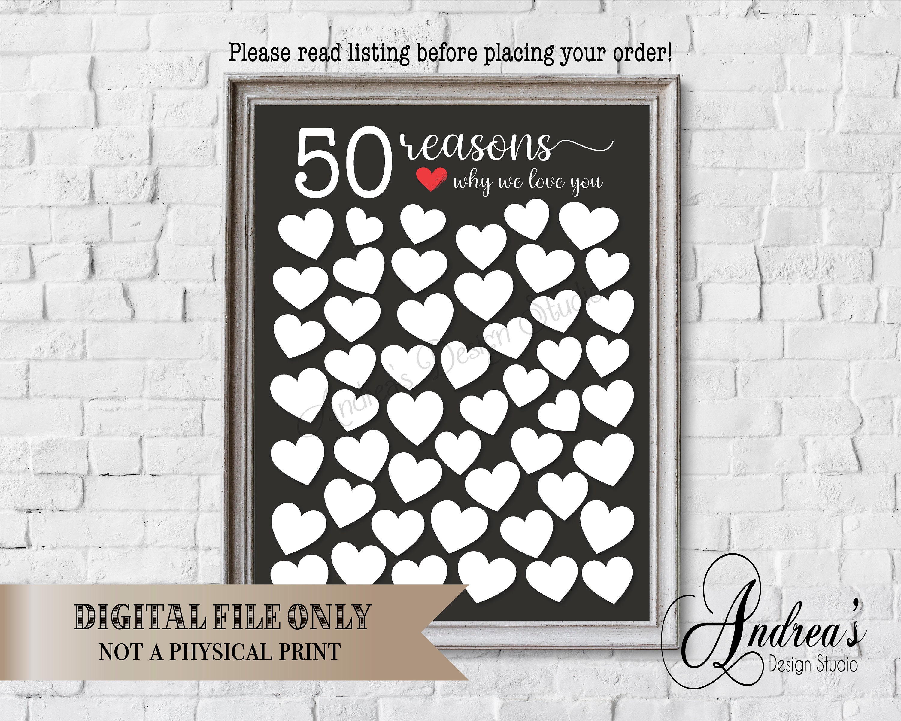 50 Reasons Why We Love You Signature Board Message Board