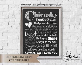 Family Rules Home Sign, Family Rules Wall Art, Personalized Family Rules, Life Rules