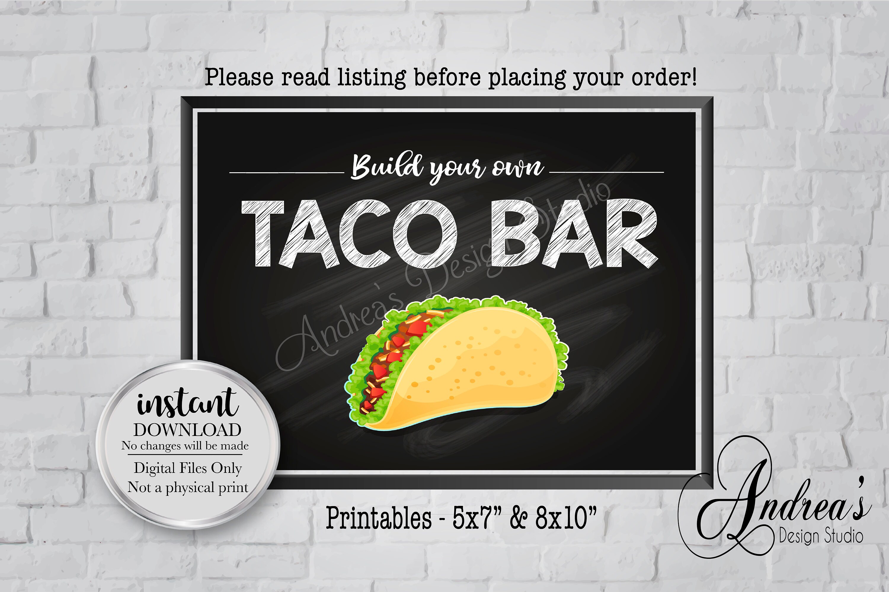 Build Your Own Taco Bar Taco Bar Sign Taco Buffet Wedding Etsy