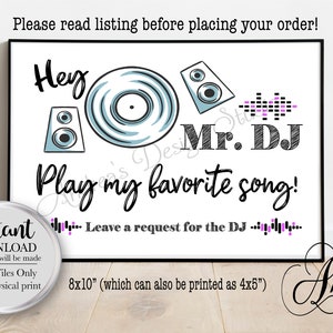 Hey Mr. DJ Play Our Favorite Song, Wedding Decor, Wedding DJ Sign, Leave Your Request, US Version, Instant Download, Digital Files