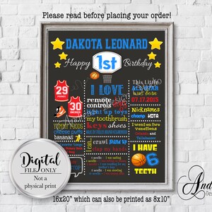 Basketball First Birthday Chalkboard Sign, Basketball Party Decoration, Digital Files