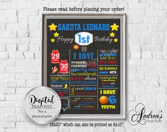 Basketball First Birthday Chalkboard Sign, Basketball Party Decoration, Digital Files