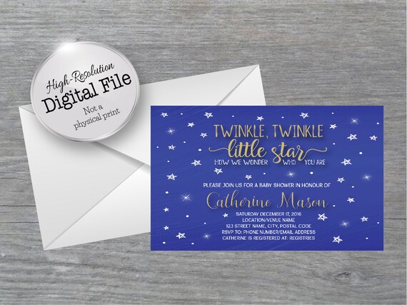 Twinkle Twinkle Little Star Baby Shower Invitation Blue & - Etsy