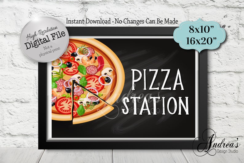 Digital Files Party Table Decor Food Table Sign Party Table Sign Wedding Table Decor Instant Download Pizza Station Sign