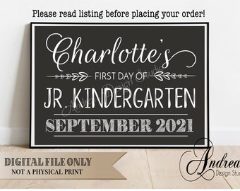 First Day of School Sign, First Day of Grade 1, First Day of Kindergarten, Back to School Sign, Chalkboard Style, Photo Prop, Digital Files