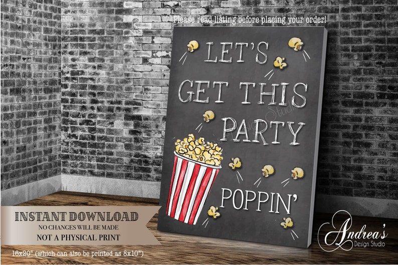Let's Get This Party Poppin' Popcorn Bar Sign Etsy