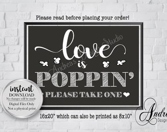 Love Is Poppin' Sign, Popcorn Bar Sign, Wedding Popcorn Bar, Party Popcorn Bar Sign, Wedding & Party Decor, Instant Download, Digital Files