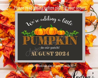PRINTABLE Pumpkin Pregnancy Announcement, Fall Pregnancy Announcement ...