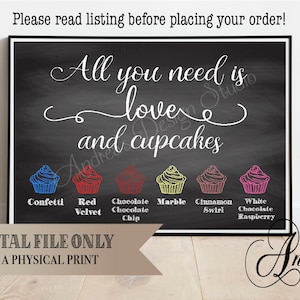 Wedding Cupcake Menu, Cupcake Sign, Wedding Printable, Personalized Cupcake Sign, Dessert Menu, Wedding Dessert Menu, Digital Files