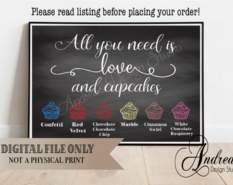 Wedding Cupcake Menu, Cupcake Sign, Wedding Printable, Personalized Cupcake Sign, Dessert Menu, Wedding Dessert Menu, Digital Files