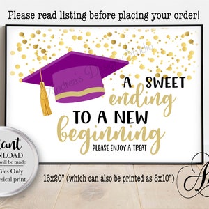 Graduation Treat Bar Sign, Graduation Decor Sign, Graduation Party Decor, Party Decor Signs, Purple Grad, Instant Download, Digital Files
