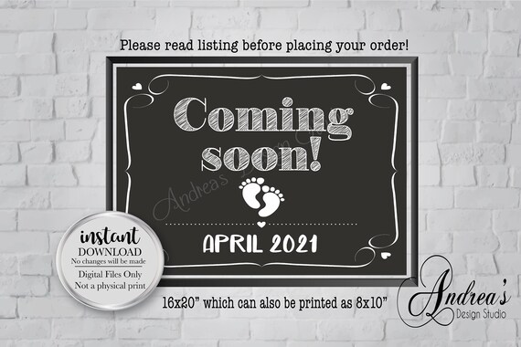 Coming Soon Baby Sign New Baby Announcement Pregnancy Etsy